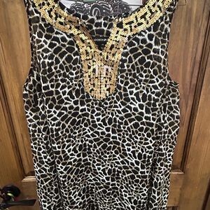 Fashion Bug Leopard Print Top with Gold Sequins